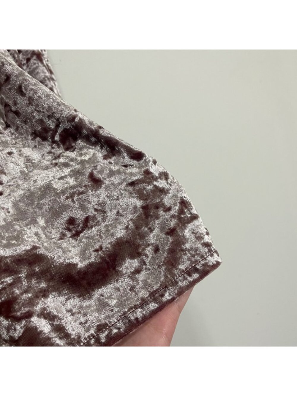 American Eagle Mauve Crushed Velvet Off Shoulder Blouse Top Sz L Boho Whimsical - Picture 8 of 16